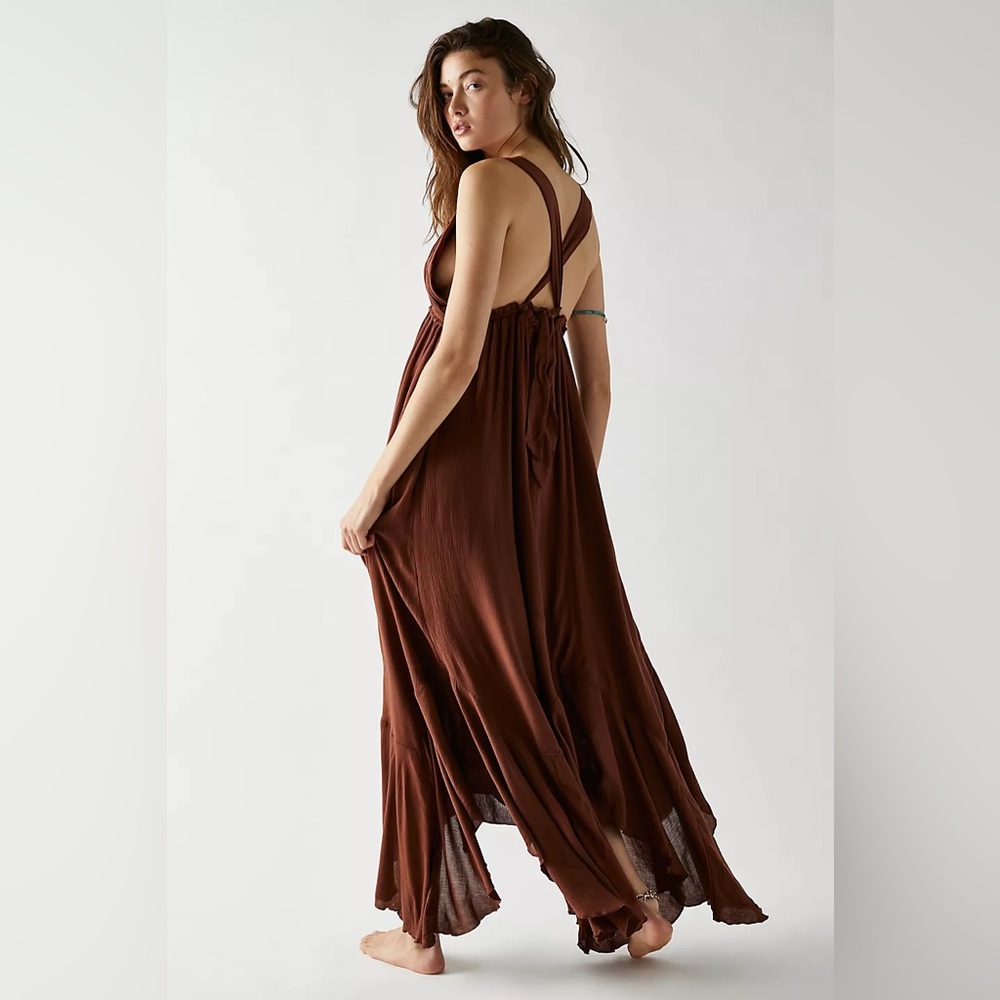 NWT free people showstopper maxi dress dark brown